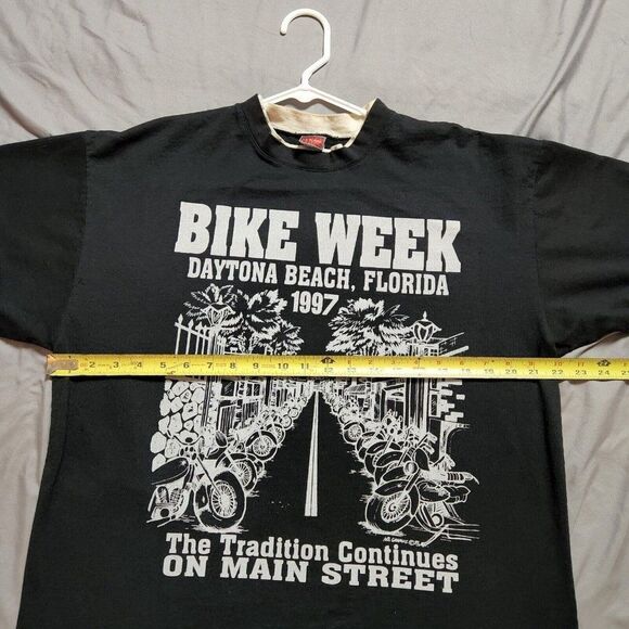 DAYTONA BEACH BIKE WEEK La Flame 1997 Vtg Black Graphic T-Shirt MEN'S L - Picture 8 of 8